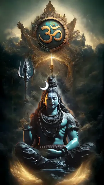 Shiva Meditation With Trishul And Blue Aura