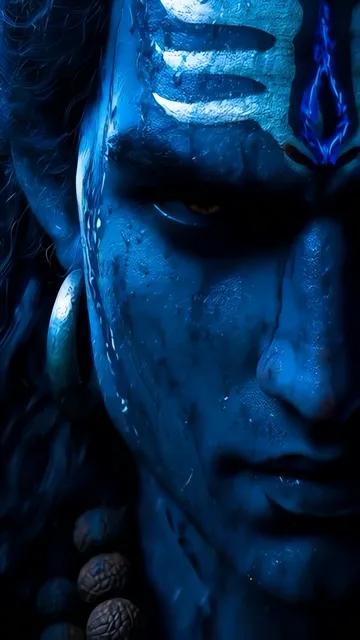 Shiva Blue Glow With Third Eye And Mala Beads