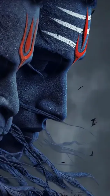 Shiva With Red Trishul And Blue Aura
