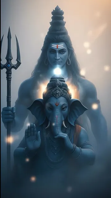 Lord Shiva And Lord Ganesha Divine Protection With Blue Aura
