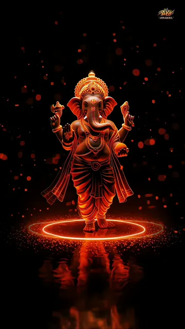 Ganesha With Red Aura And Glowing Effect