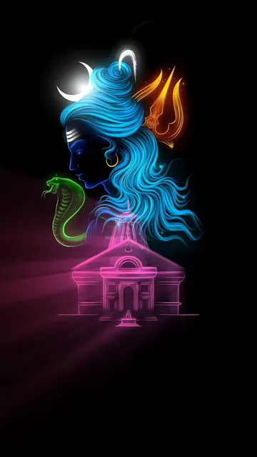 Shiva With Blue Glow And Trishul Laser Light