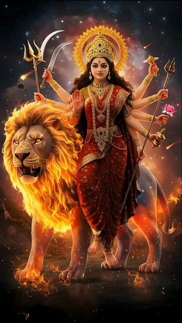 Durga Mata Riding Lion With Trishul And Sword