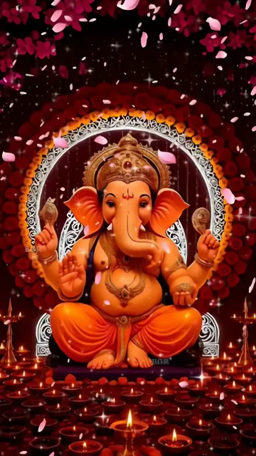 Ganesha Ji With Lotus And Diya Candle Glow