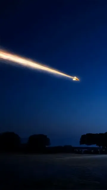 Meteor Shower Fireball Night Sky Over Dark Trees