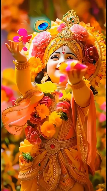 Radha Krishna Joyful Holi Festival Flower Dance