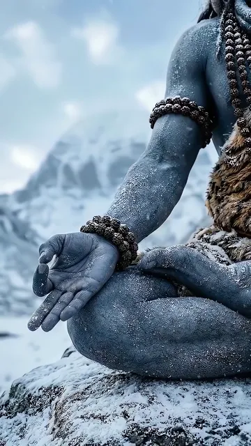 Shiva Meditation In Snowy Mountain With Sacred Hand Gesture