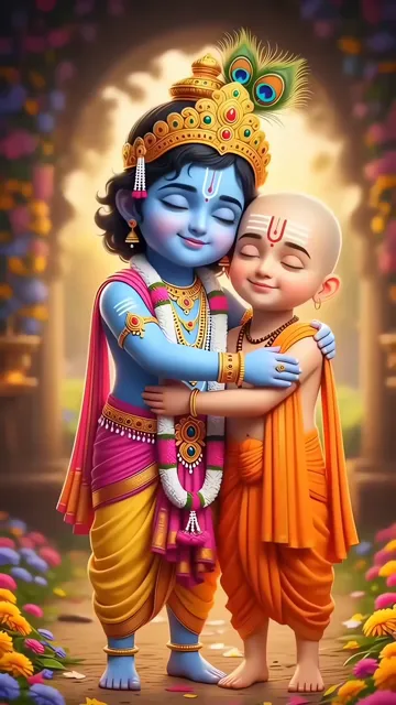 Radha Krishna Romantic Moonlight Temple Scene
