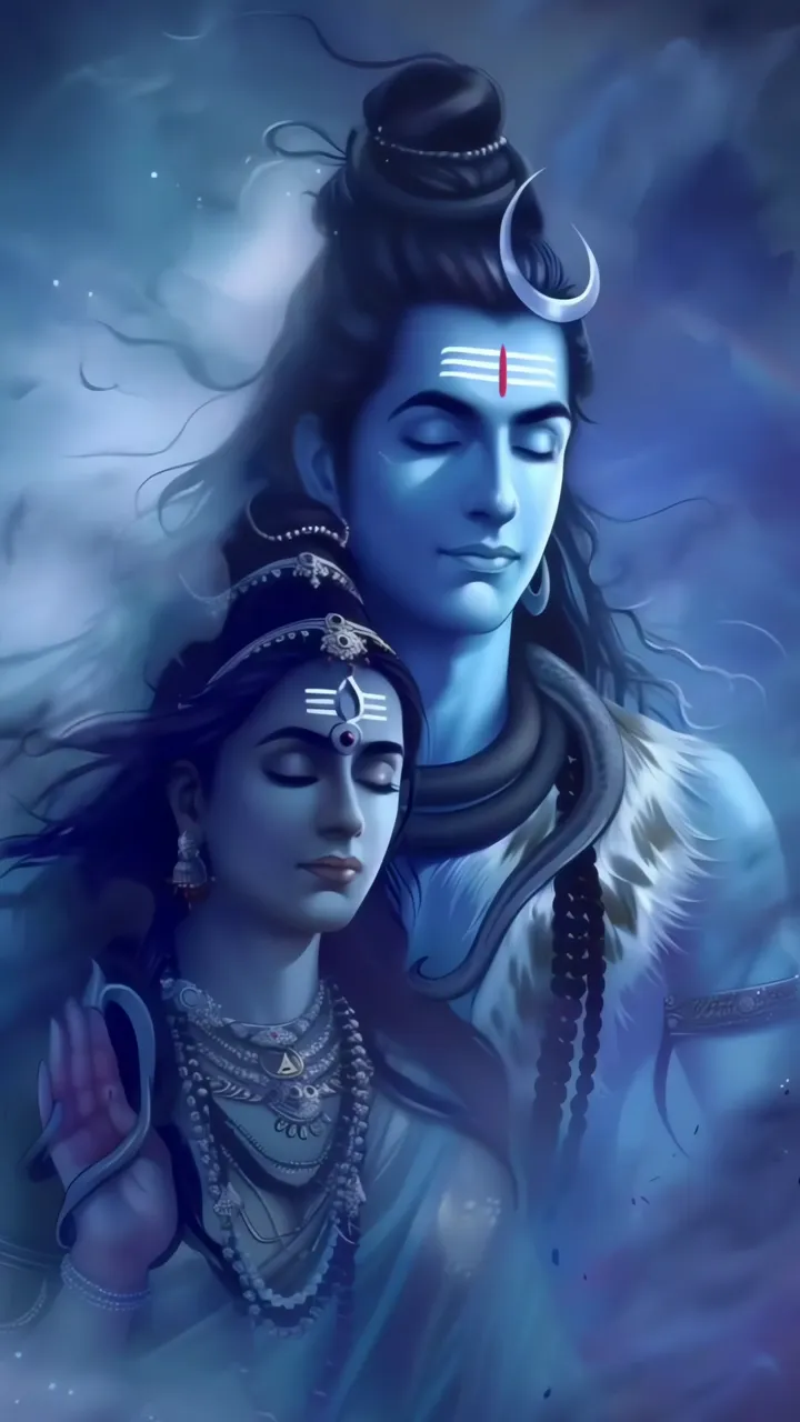 Shiva Parvati Divine Couple Blue Aura Meditation