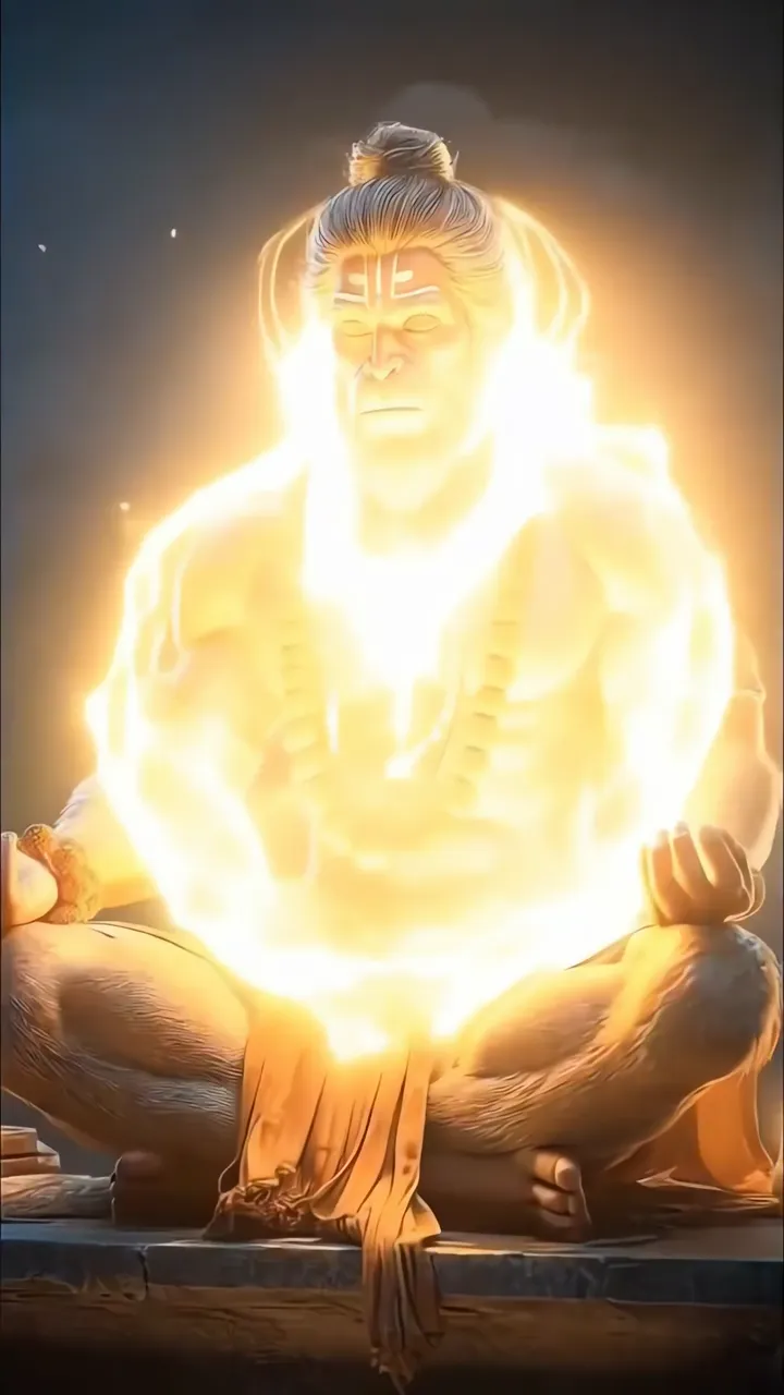 Shiva Meditating With Golden Aura And Fire Effect