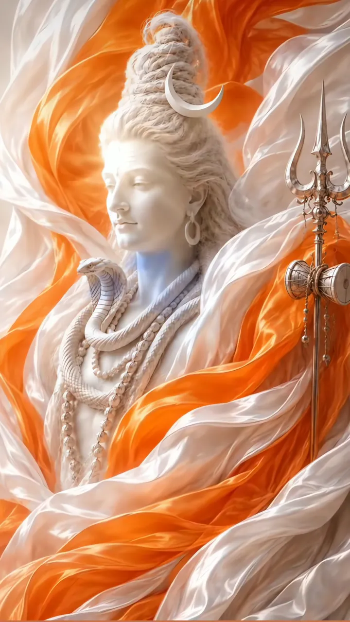 Shiva Meditation With Trishul And Orange Aura