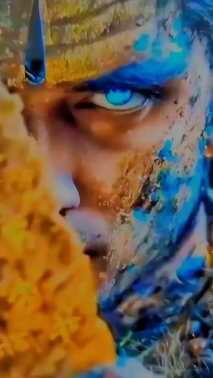 Shiva With Blue Eye And Golden Crown Glowing Aura