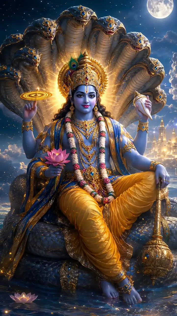 Shiva With Naga Serpent Throne And Moonlit Aura