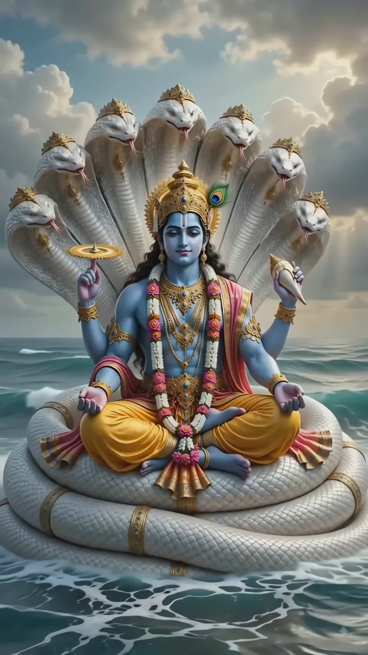 Shiva Meditation With White Serpent And Blue Aura