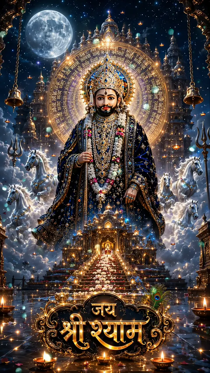 Shiva With White Horses And Golden Temple Aura