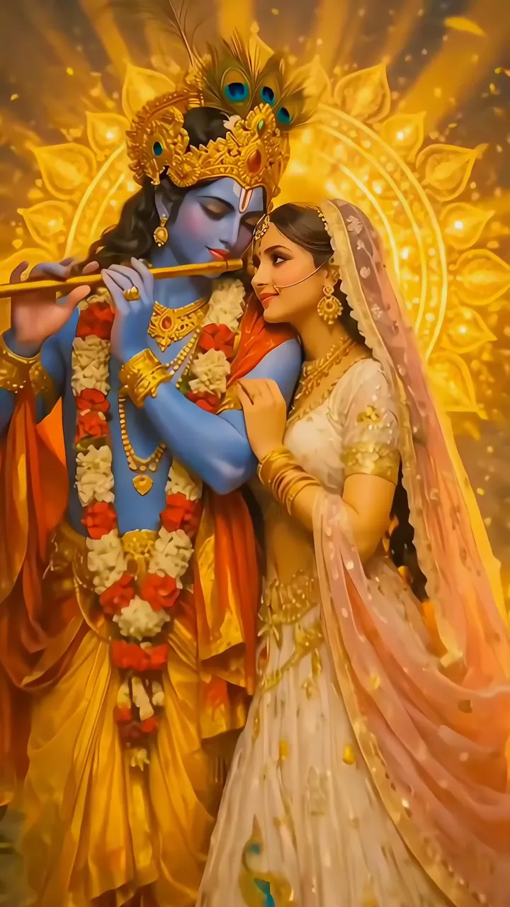 Radha Krishna Romantic Moonlight Temple Scene