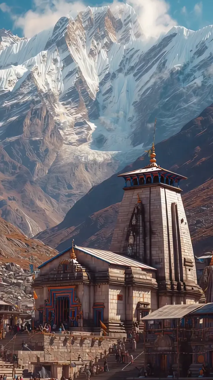 Kedarnath Temple Sacred Mountain Shrine With Snow-Capped Peaks