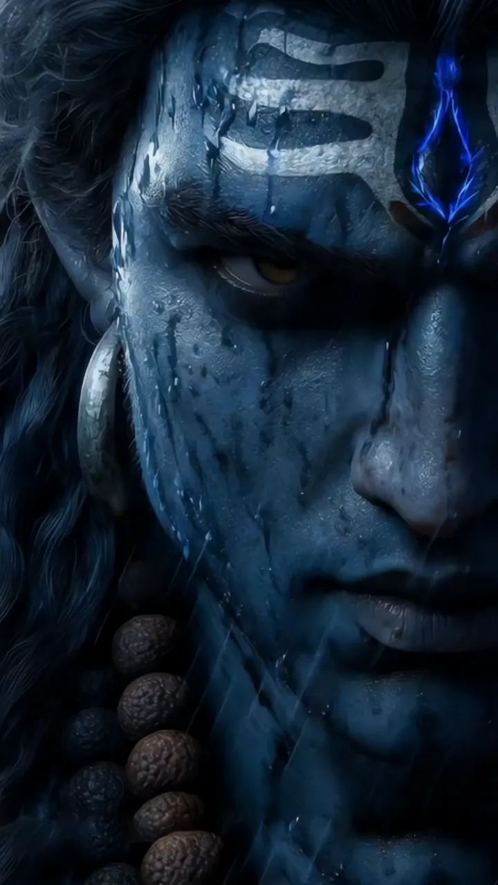 Shiva With Blue Lightning And Sacred Mark