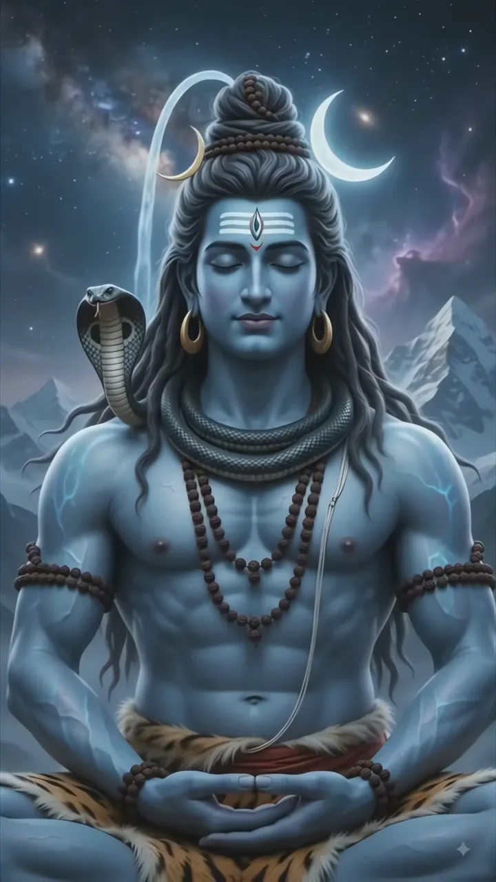 Shiva Meditation With Snake And Cosmic Aura