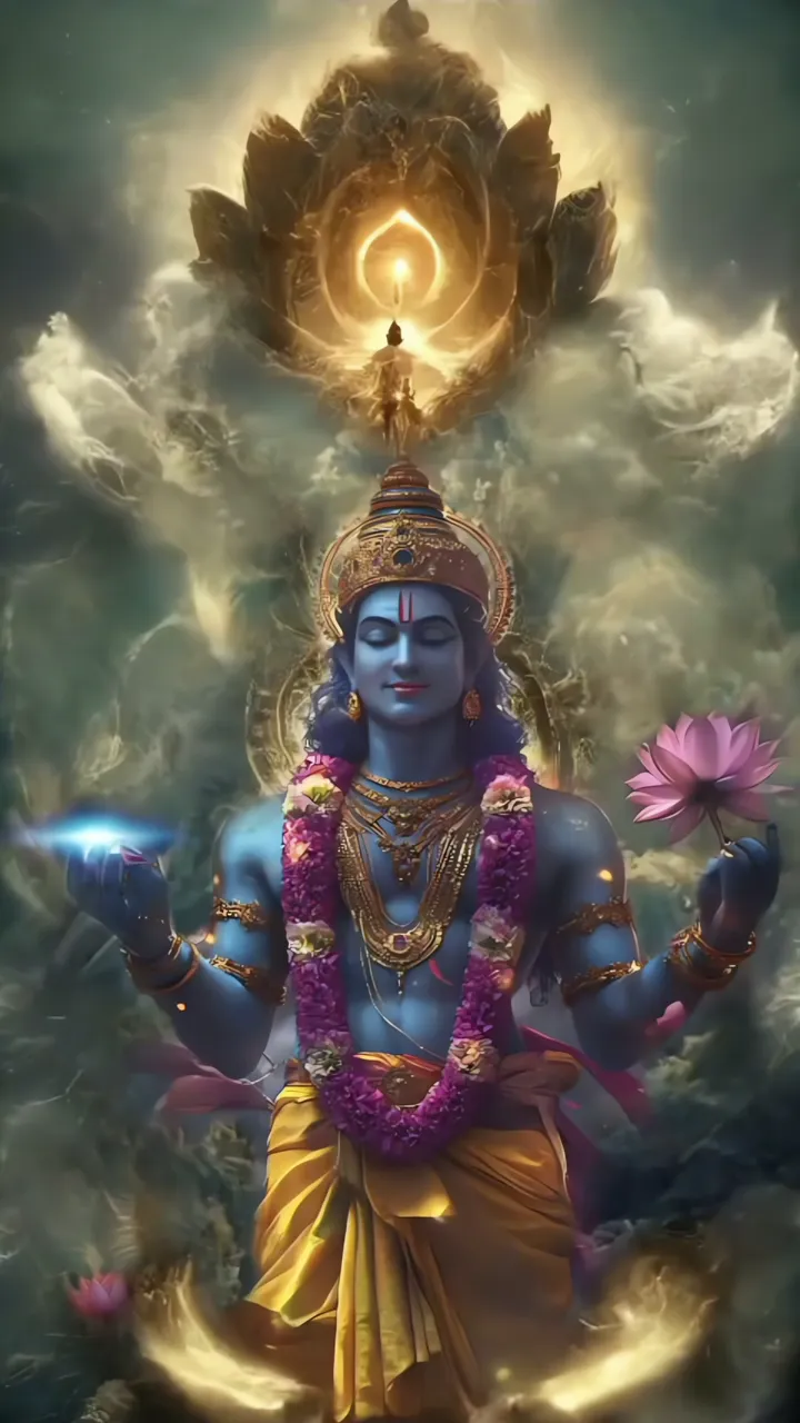 Shiva Meditation With Lotus And Golden Aura