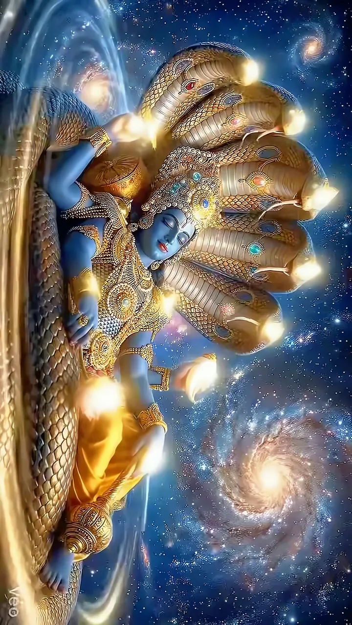 Shiva With Cosmic Serpent And Galaxy Background