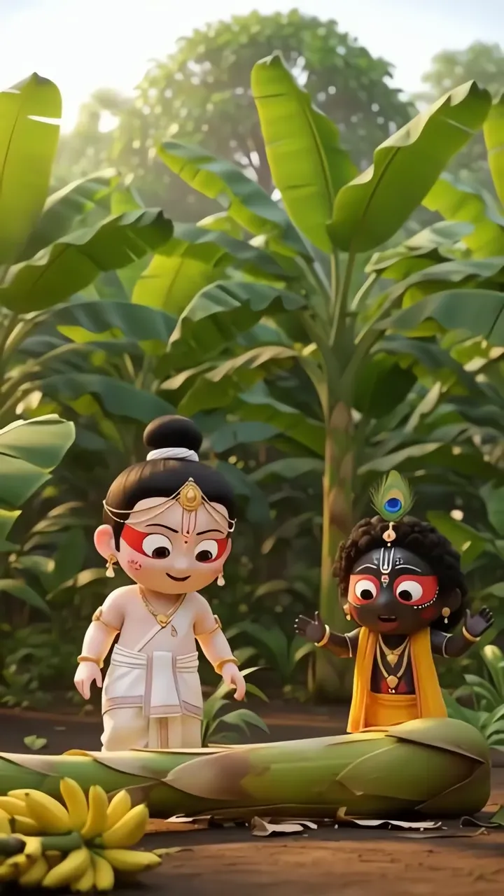 Lord Jagannath And Balarama In Banana Garden 3D