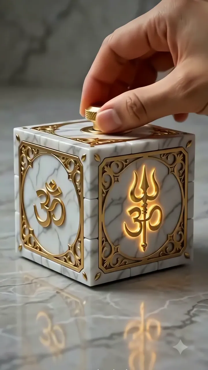 Shiv Ji Trishul Marble Box With Golden Aura