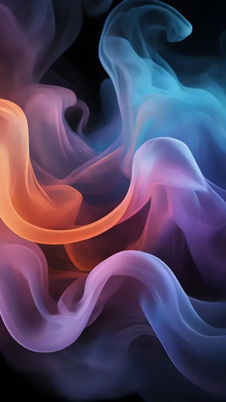 Abstract Smoke Waves With Orange And Blue Glow