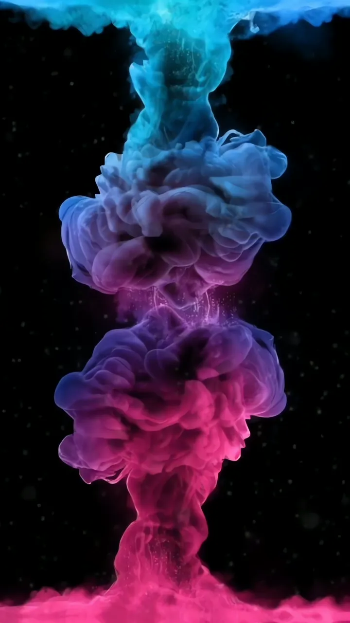 Vibrant Blue To Pink Plasma Ink Explosion In Space