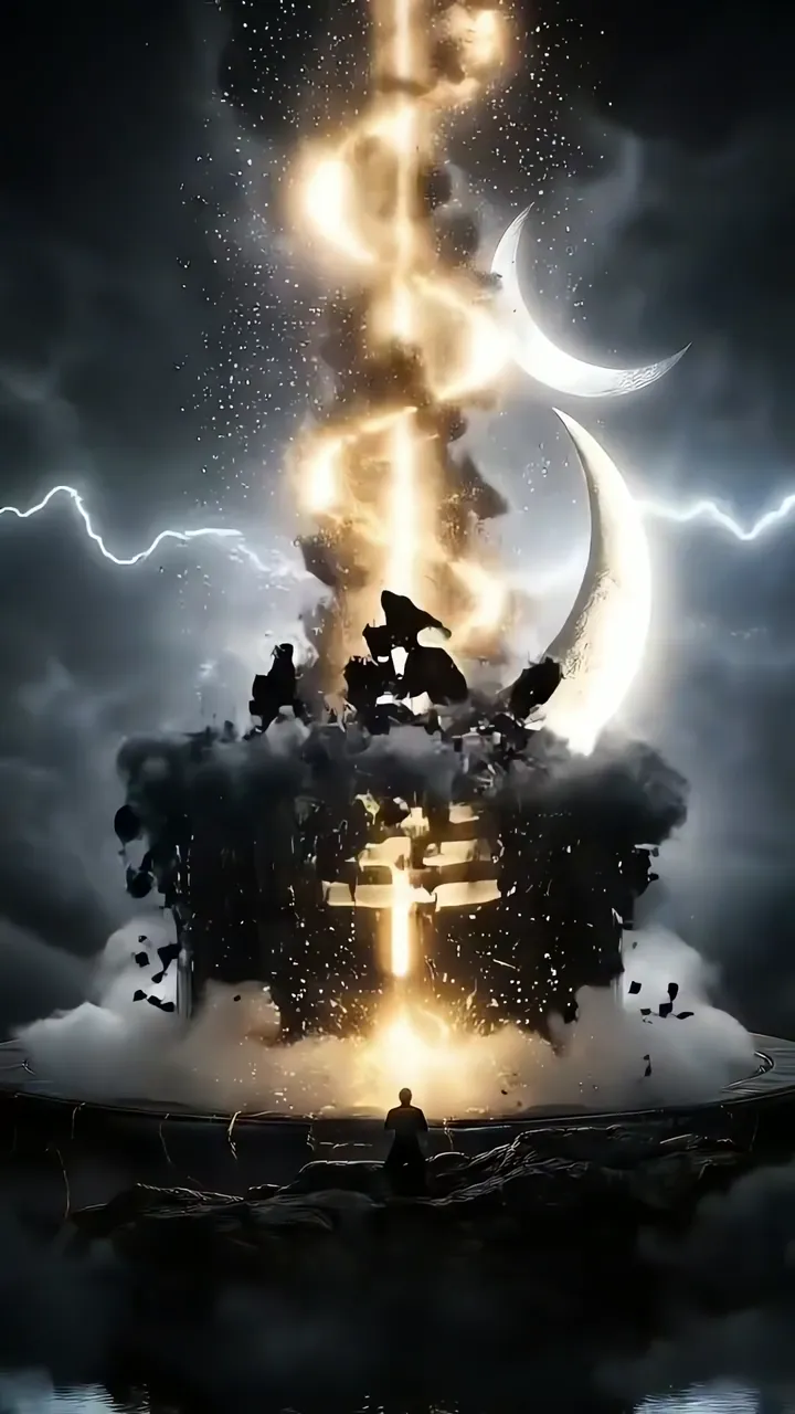 Shiva Meditating With Trishul And Cosmic Energy Burst