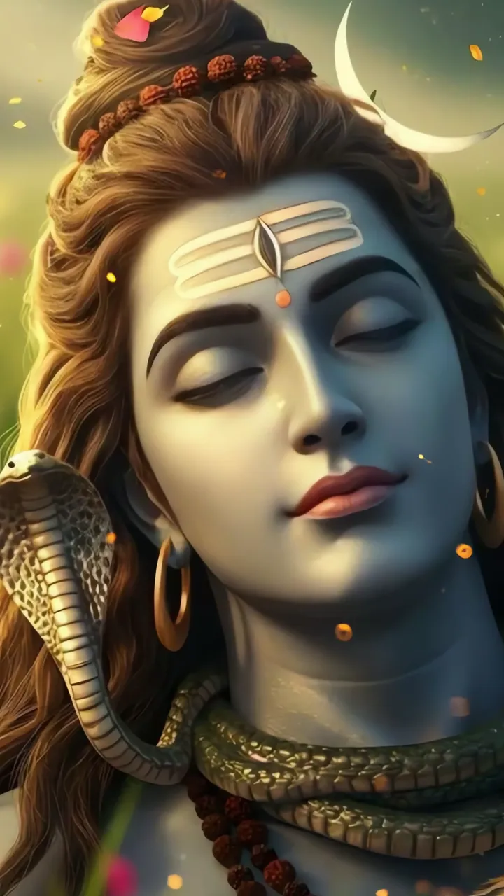 Shiva Meditation With Snake And Moon Aura