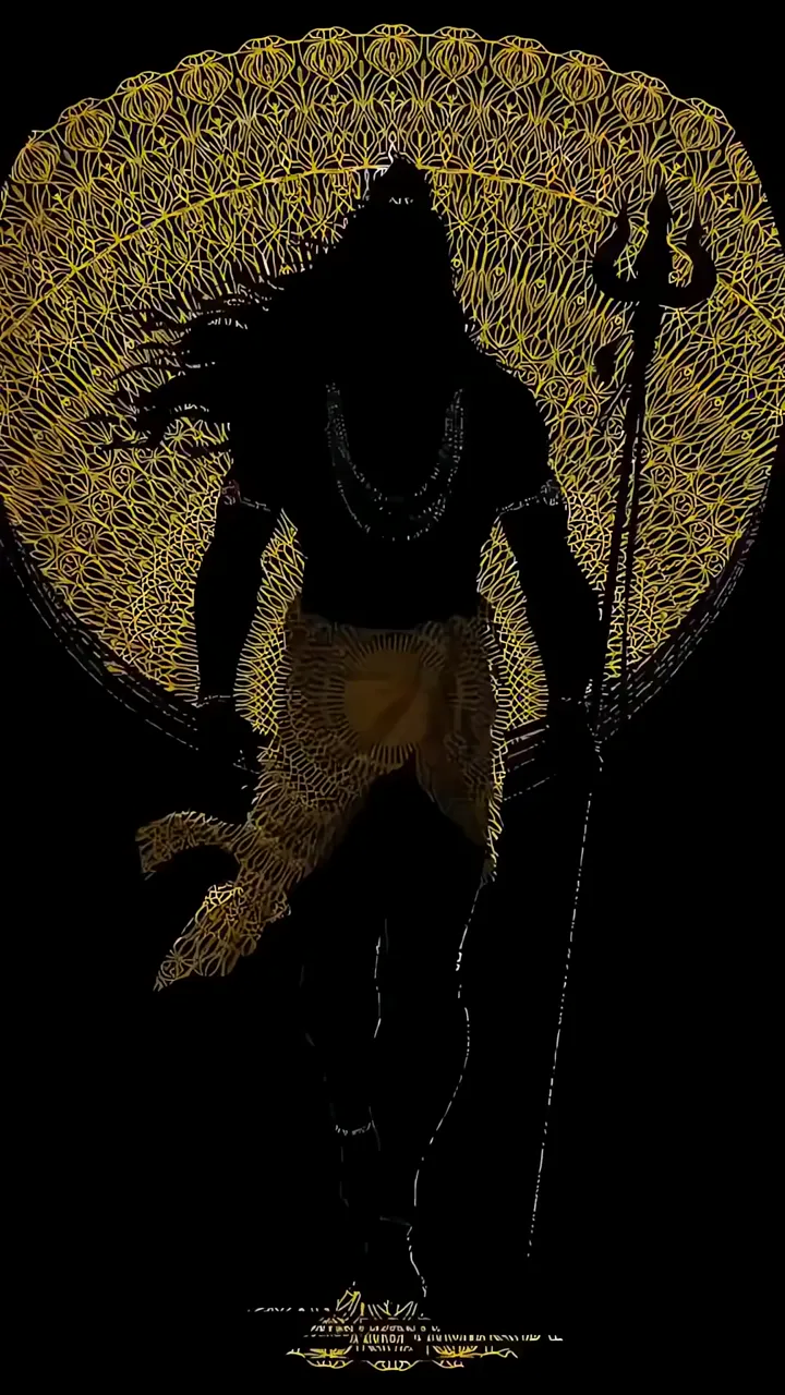 Shiva Consciousness Art With Trishul And Golden Mandala