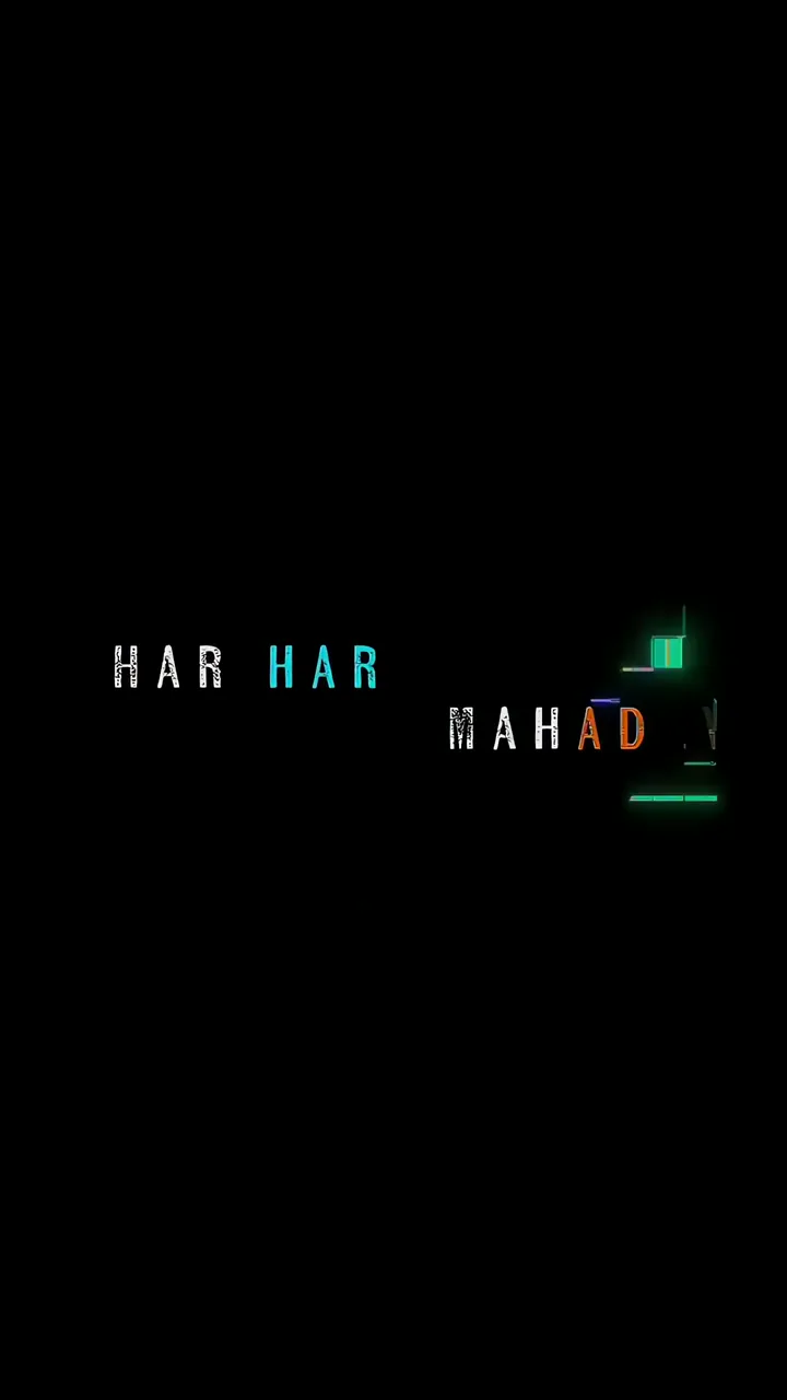 Har Har Mahadev Neon Glowing Text Black Background
