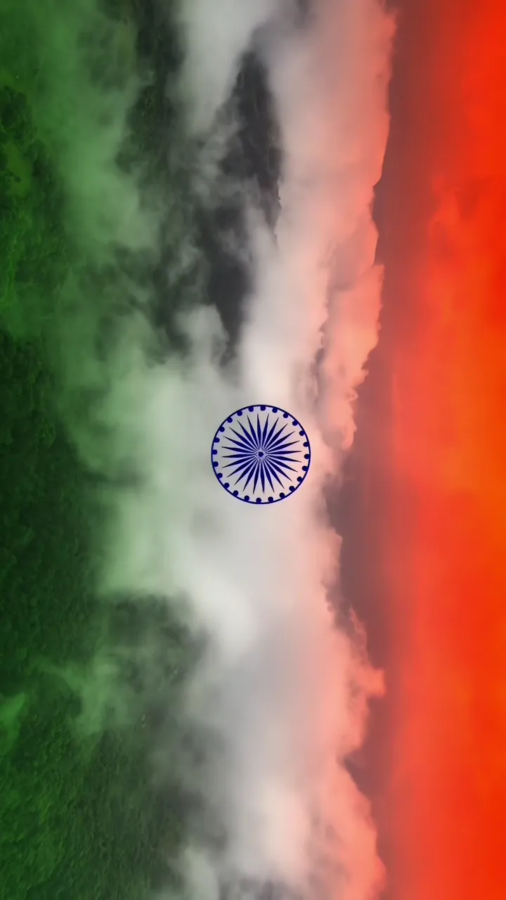 India Flag With Ashoka Chakra Over Mountain Clouds