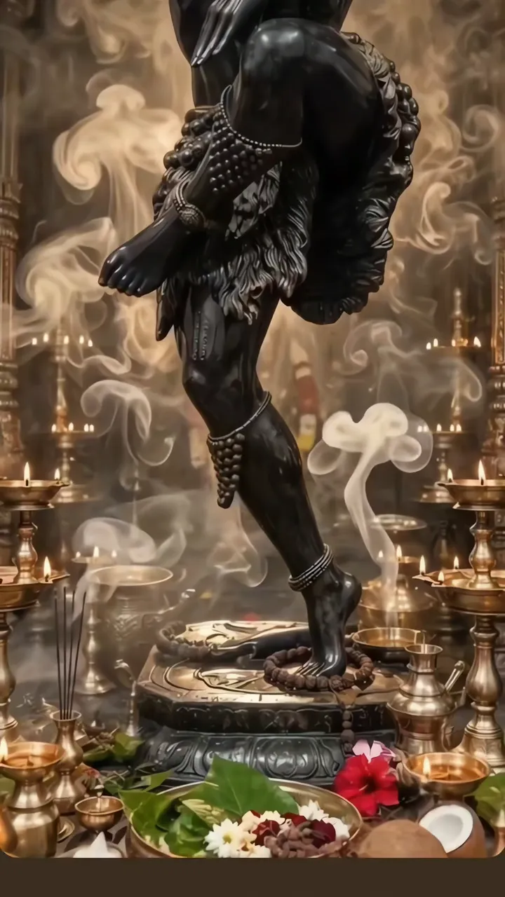 Shiva Dancing With Smoke And Sacred Offerings