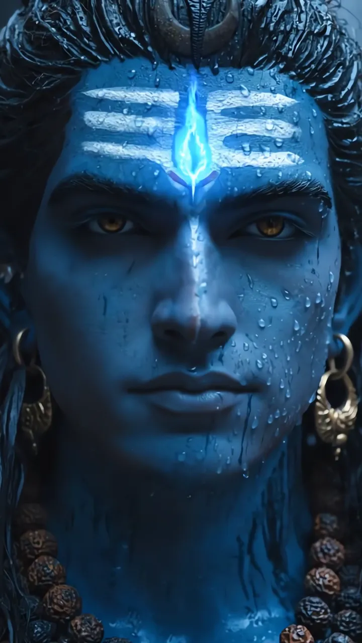 Shiva With Blue Aura And Third Eye Glow