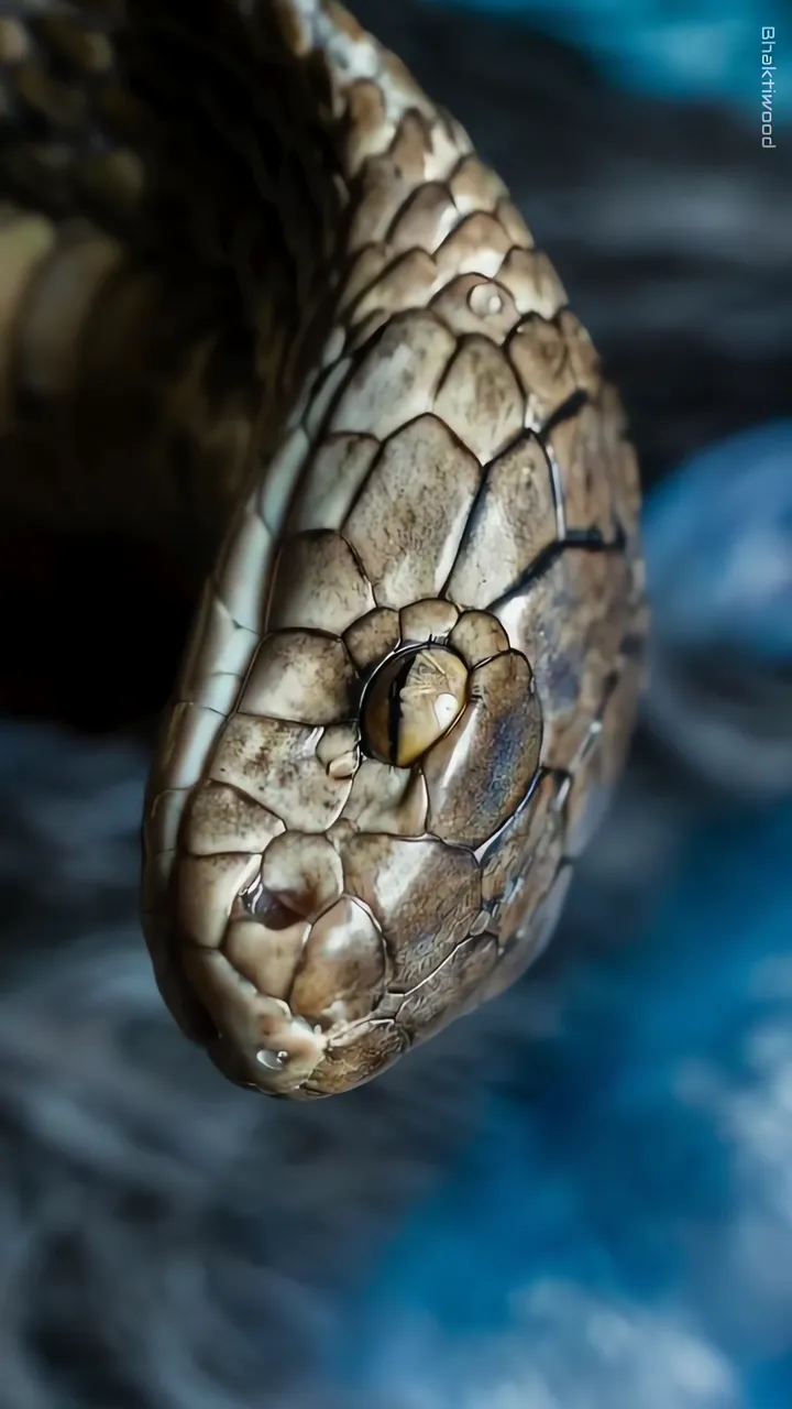 Close-Up Venomous Snake With Detailed Scales And Yellow Eye
