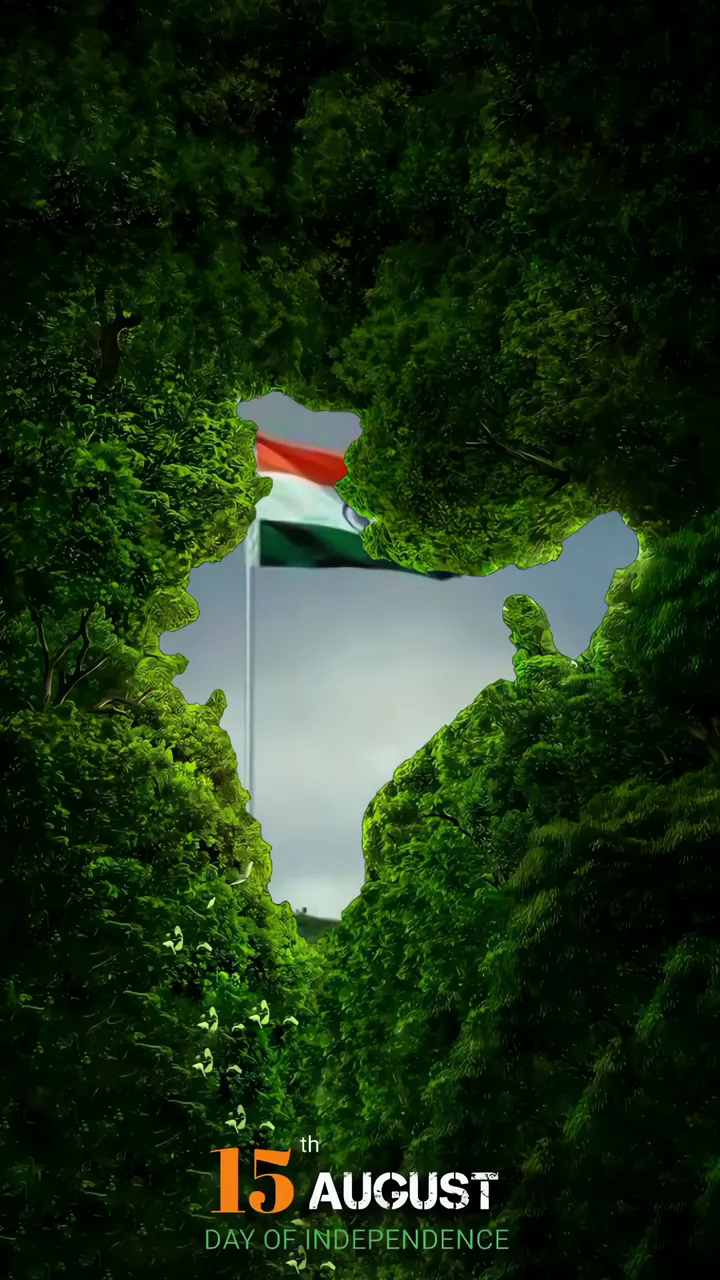 India Independence Day Flag Through Green Forest Path