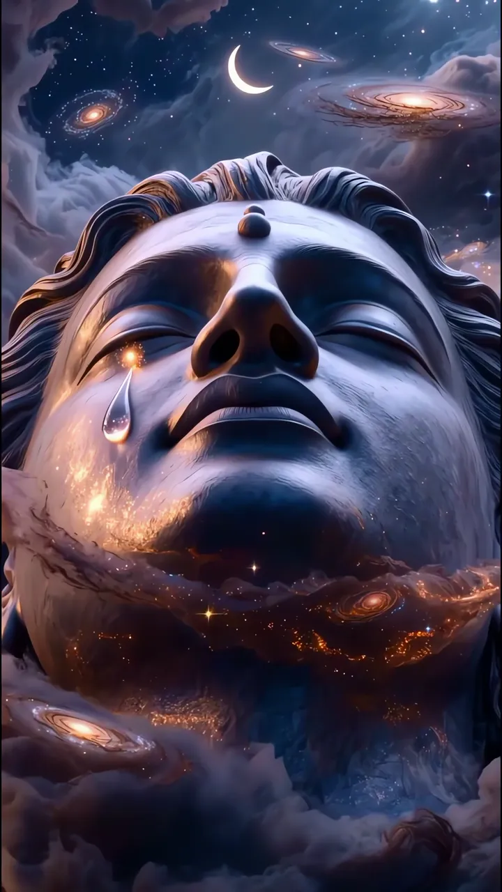 Shiva Cosmic Tear With Galaxy And Moon