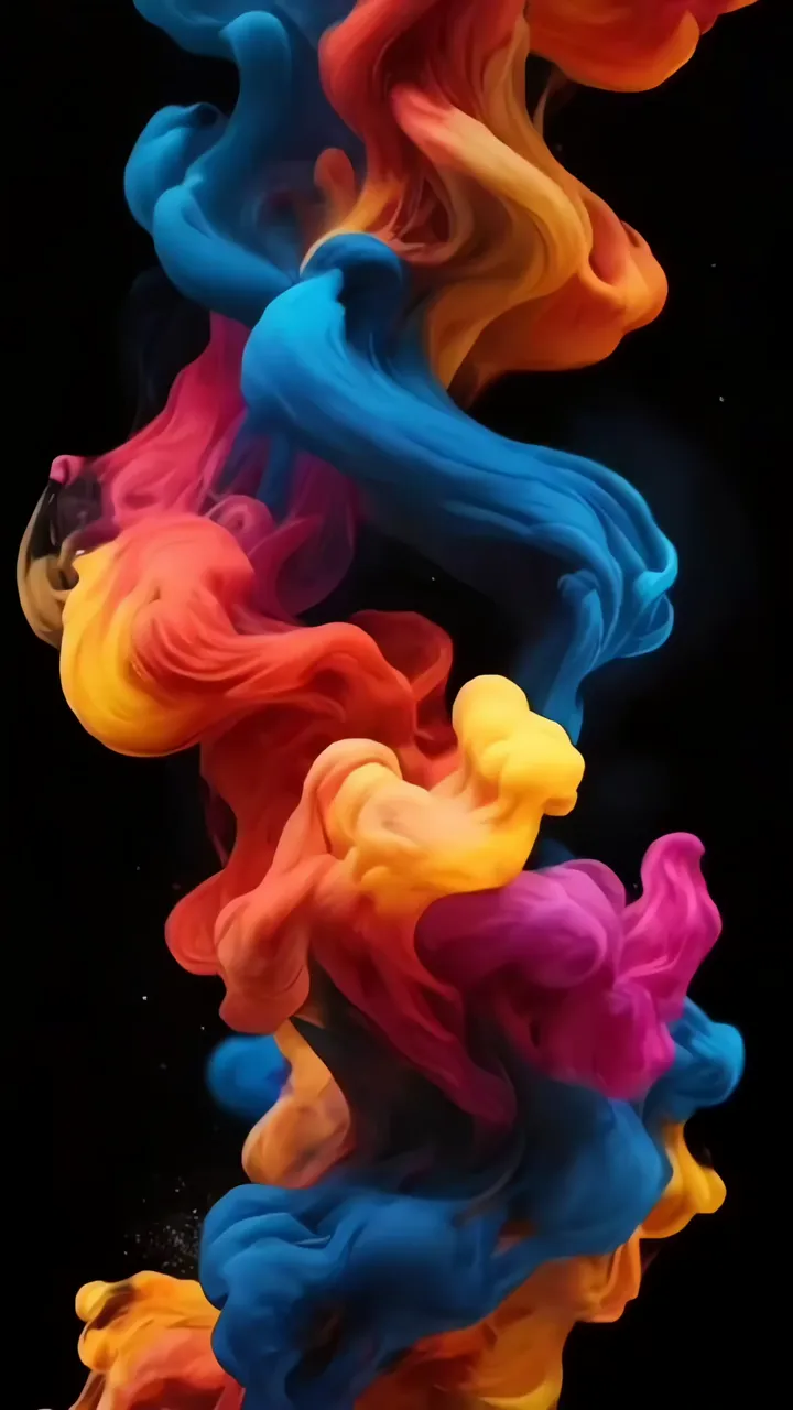 Vibrant Blue And Orange Ink Swirl Abstract Art