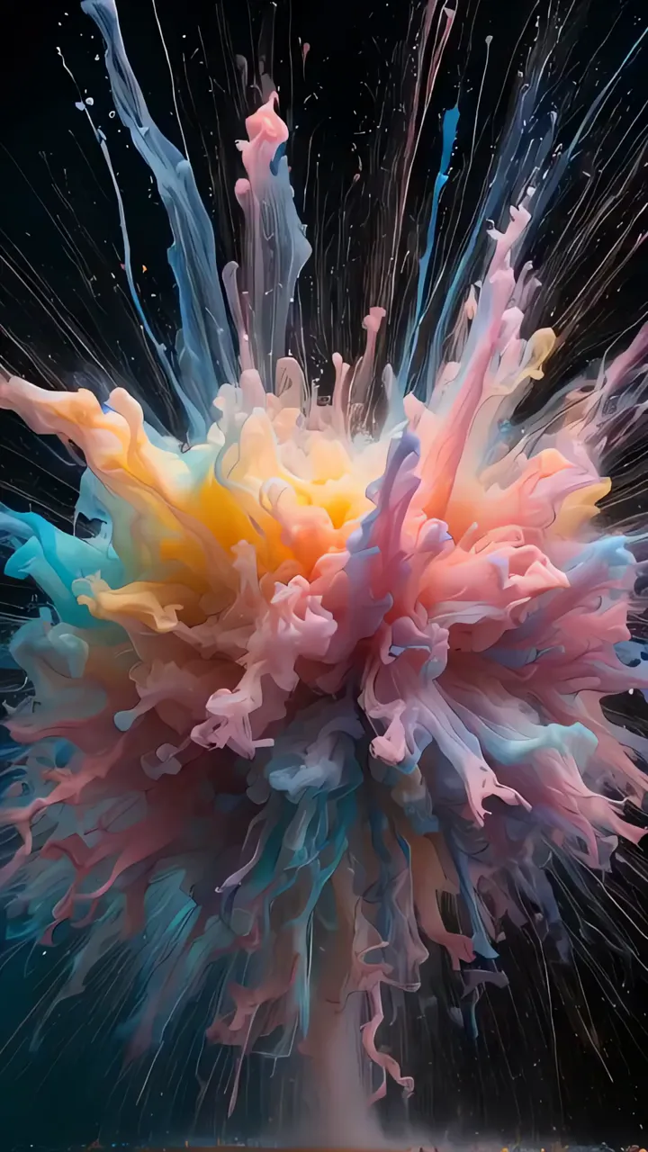 Vibrant Abstract Ink Explosion With Pink And Blue Glow