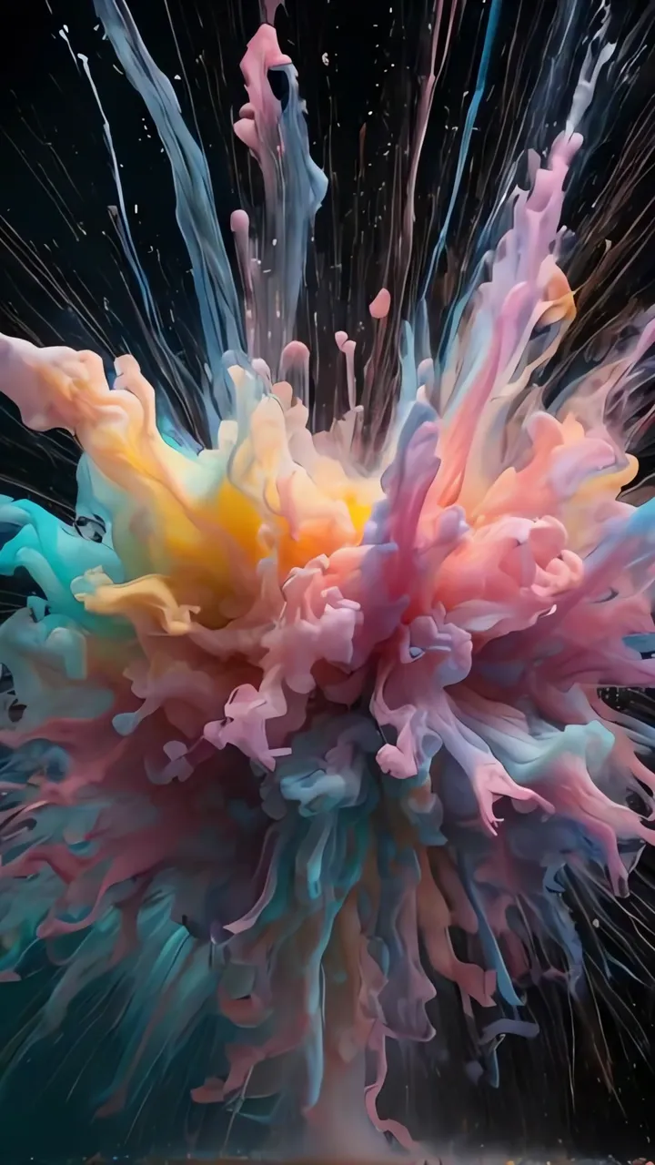 Vibrant Paint Explosion Abstract Art With Pink And Blue Glow