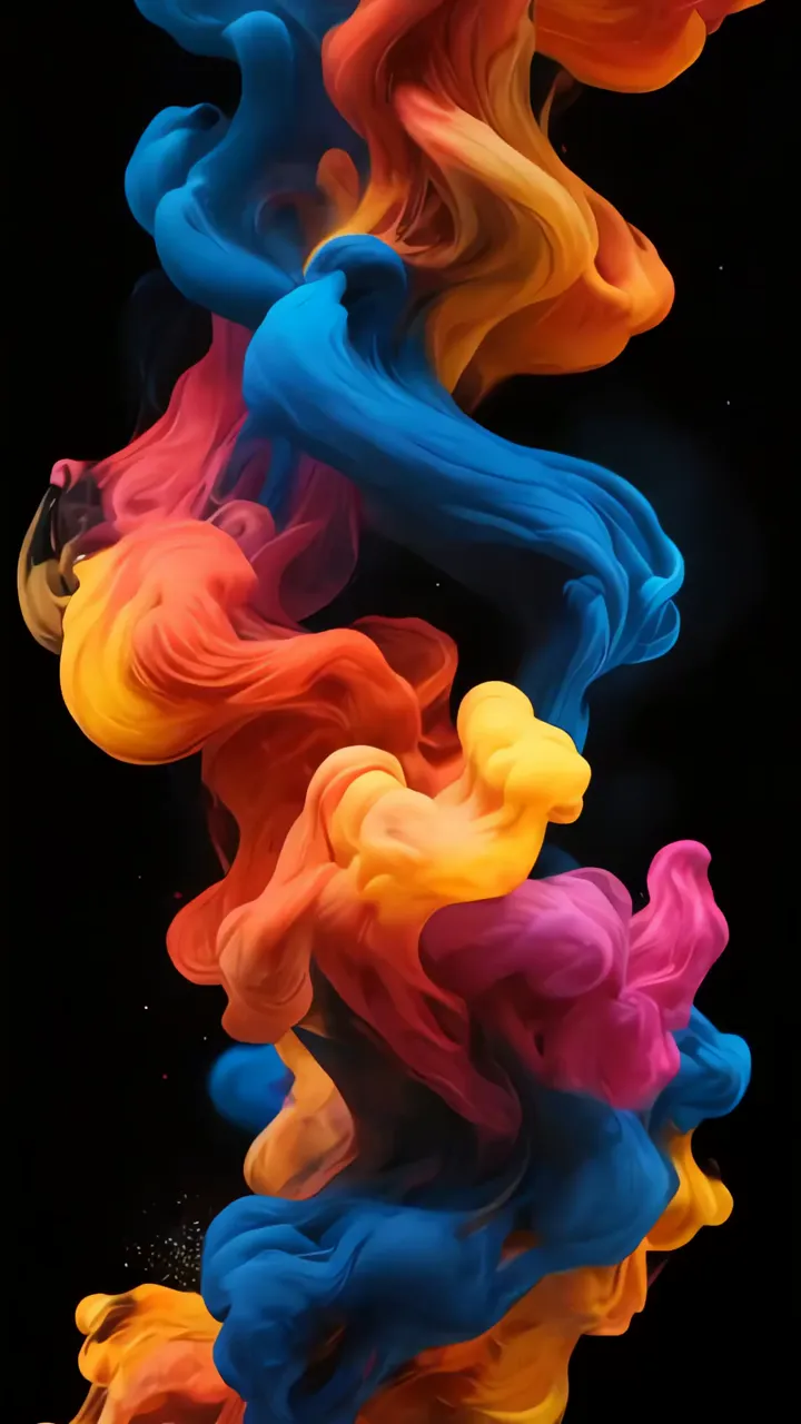 Vibrant Blue And Orange Ink Swirls Abstract Art