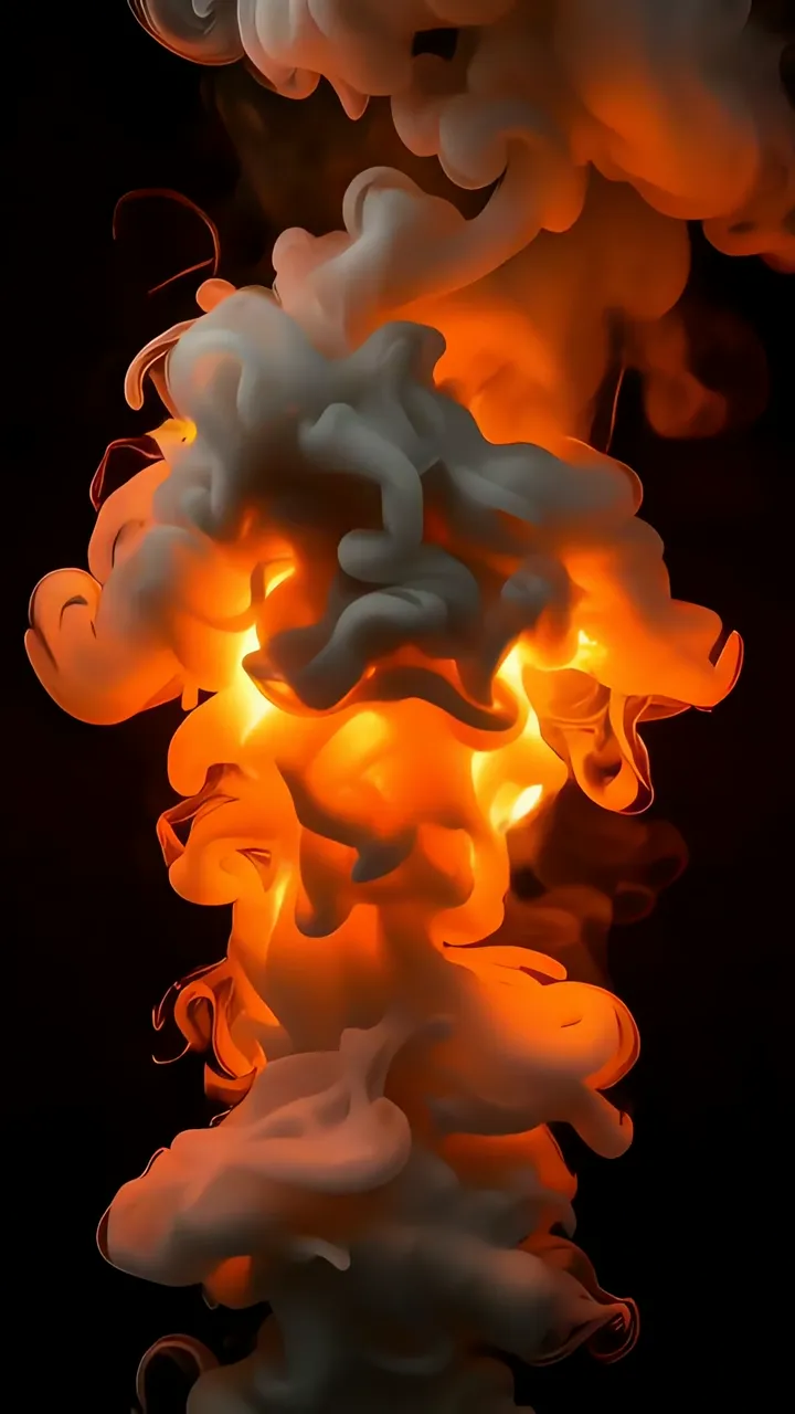 Dynamic Orange Smoke Explosion With Glowing Core