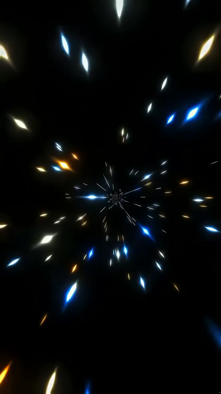 Mysterious Cosmic Tunnel With Blue And Gold Light Particles