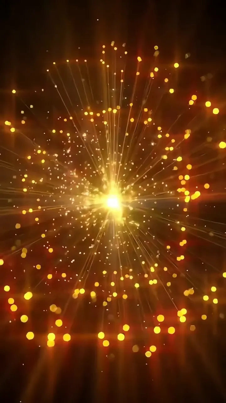Golden Sparkle Explosion With Radiant Light Burst