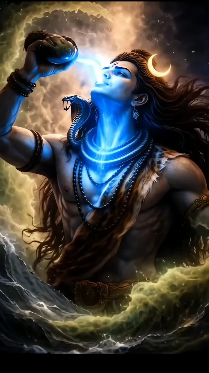 Cosmic Shiva Divine Energy With Blue Aura And Snake