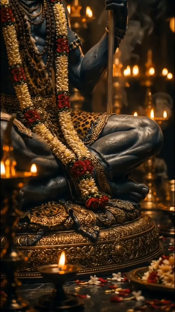 Shiva Meditation With Lotus And Sacred Candles