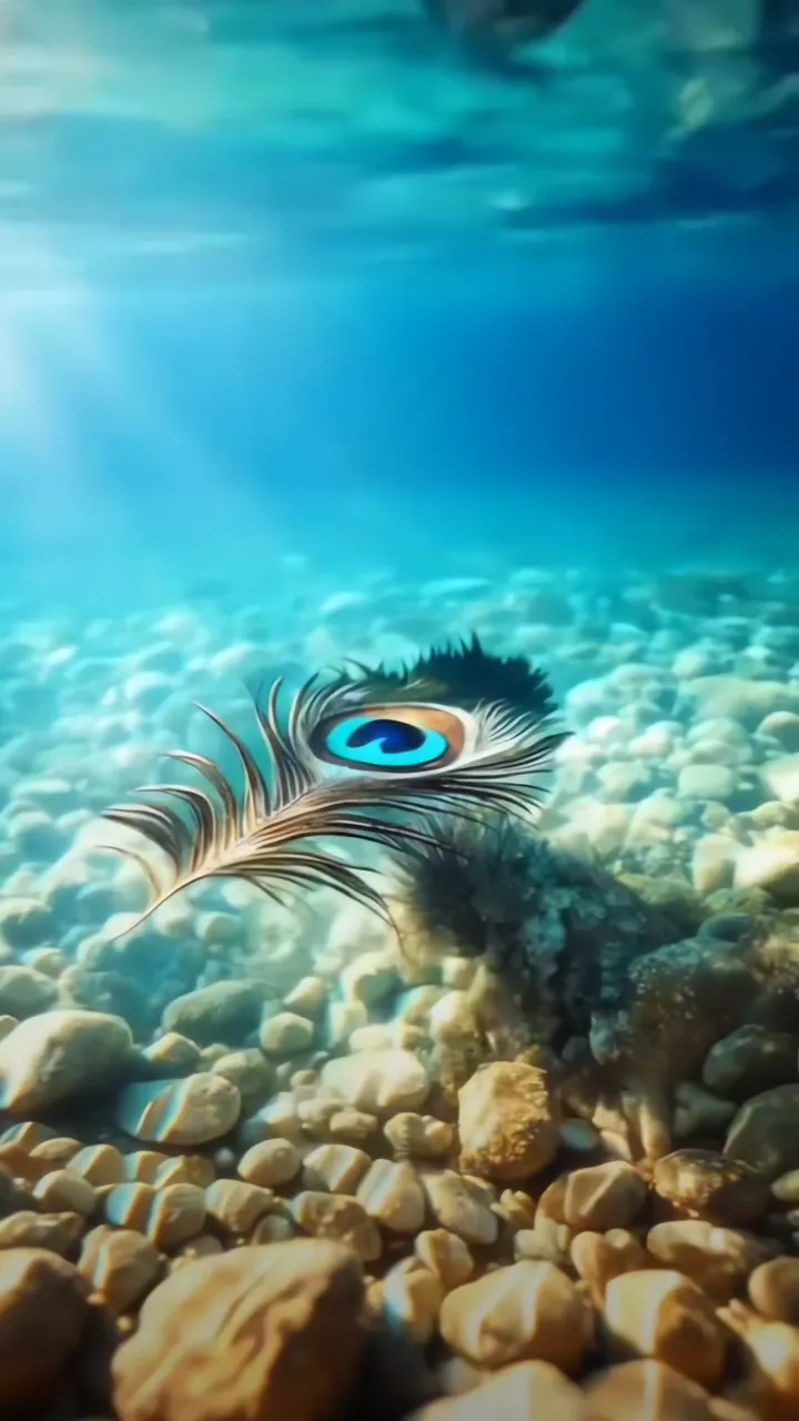 Peacock Feather Underwater Blue Eye Glow