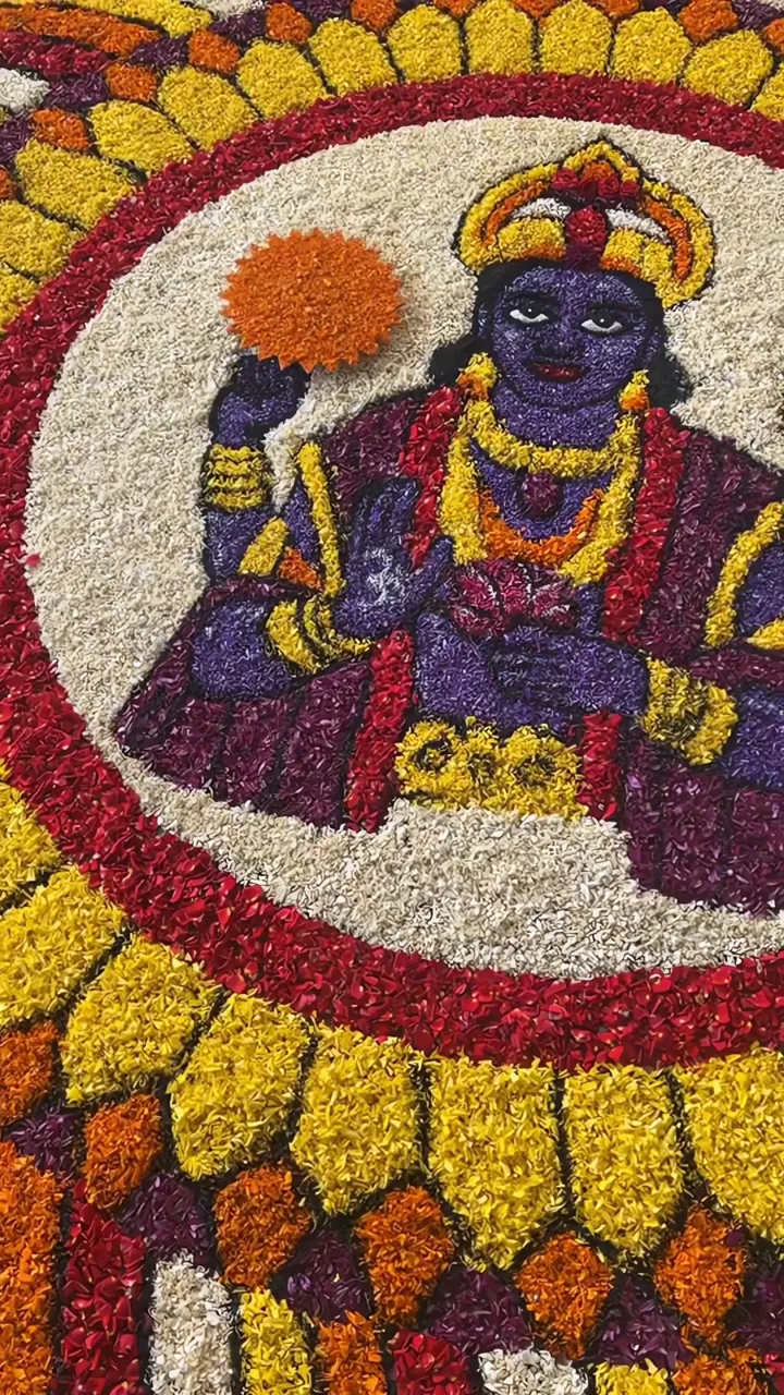 Krishna Onam Pookalam Flower Art Live Wallpaper